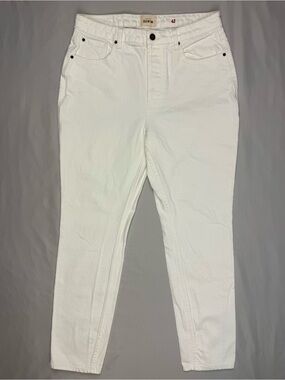 Sezane Womens High Rise Tapered Jeans Sz US 10 Ivory Denim C7